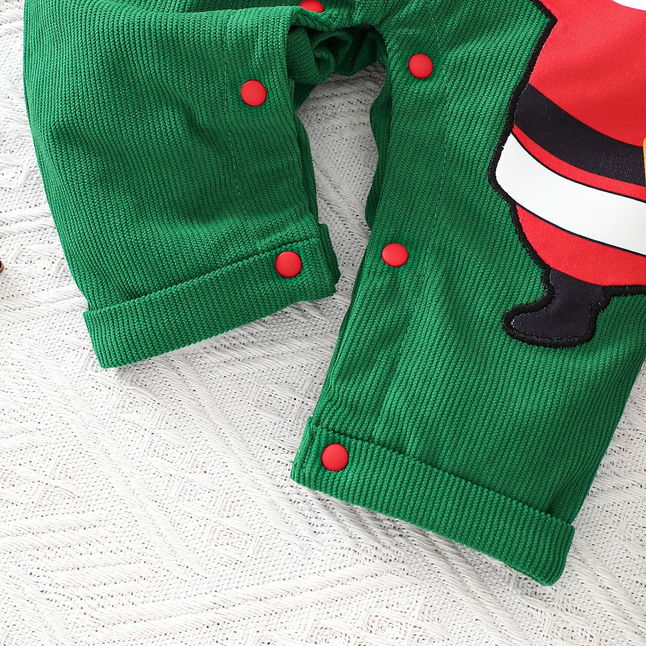 Christmas Santa Claus Plaid Print Long Sleeve Baby Jumpsuit