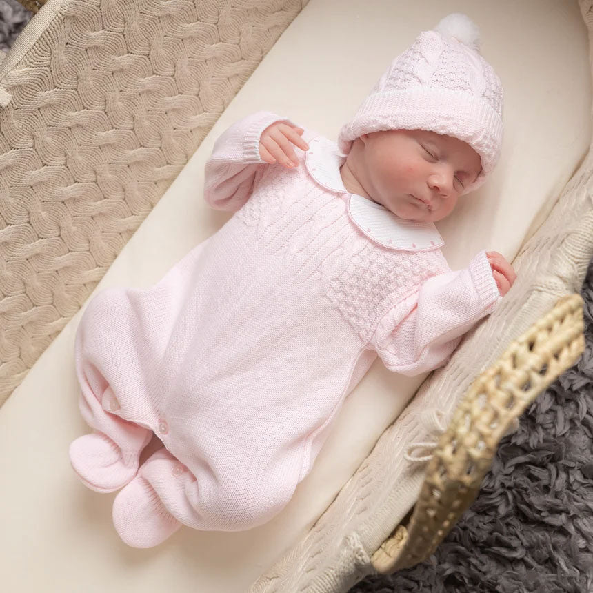 2PCS Timeless Solid Color Knit Long Sleeve Baby Girl Jumpsuit