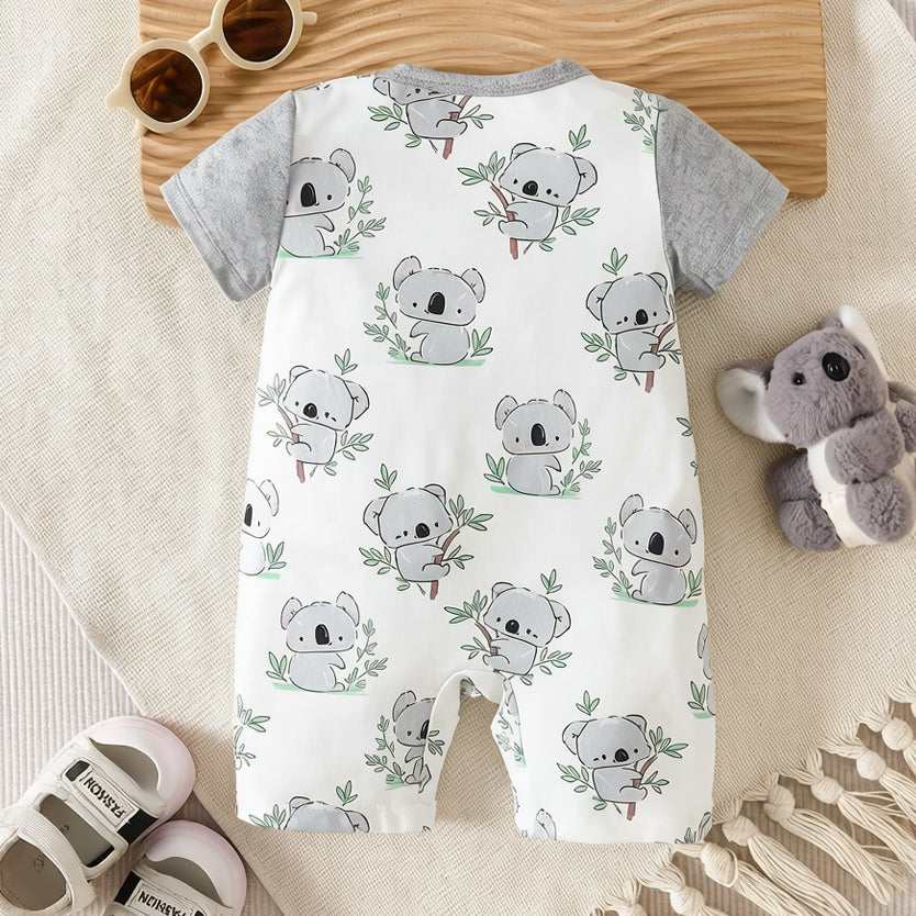 Cute Koala Print Short Sleeve Baby Jumpsuit