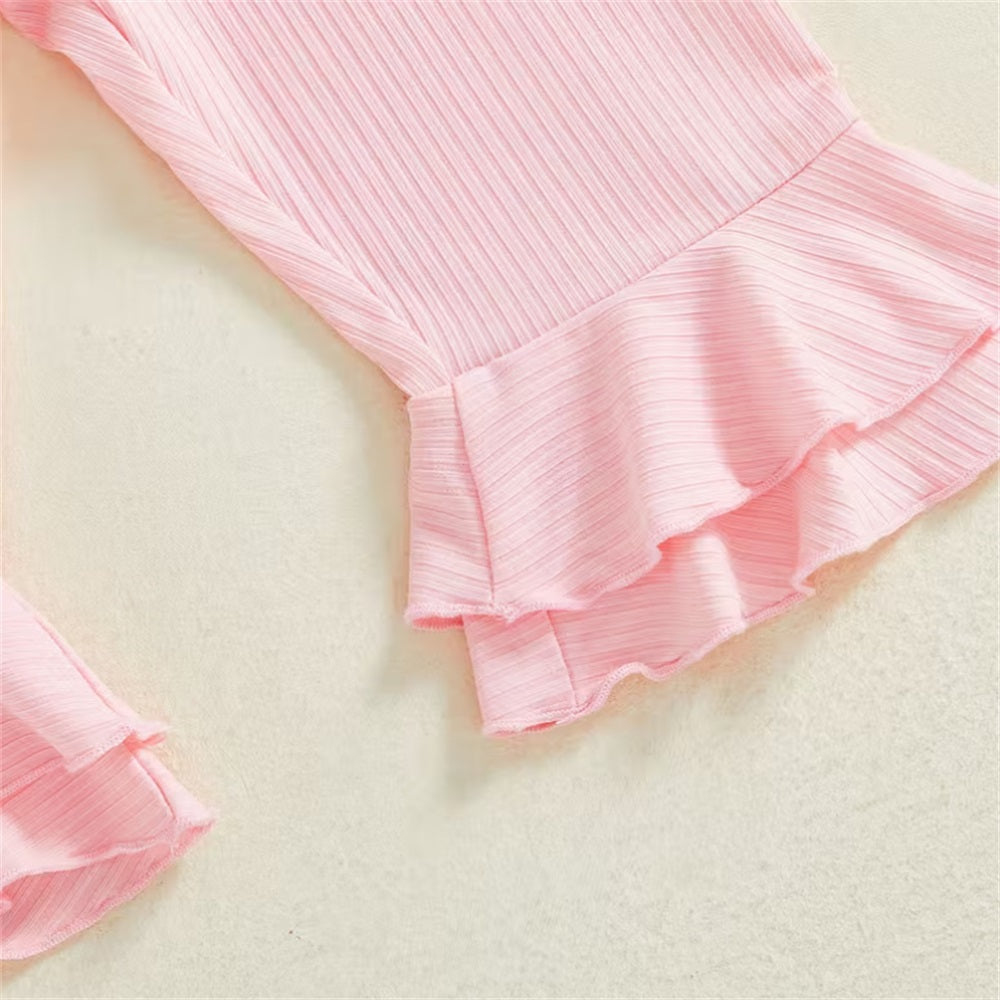 3PCS Butterfly and Rose Print Long Sleeve Baby Set