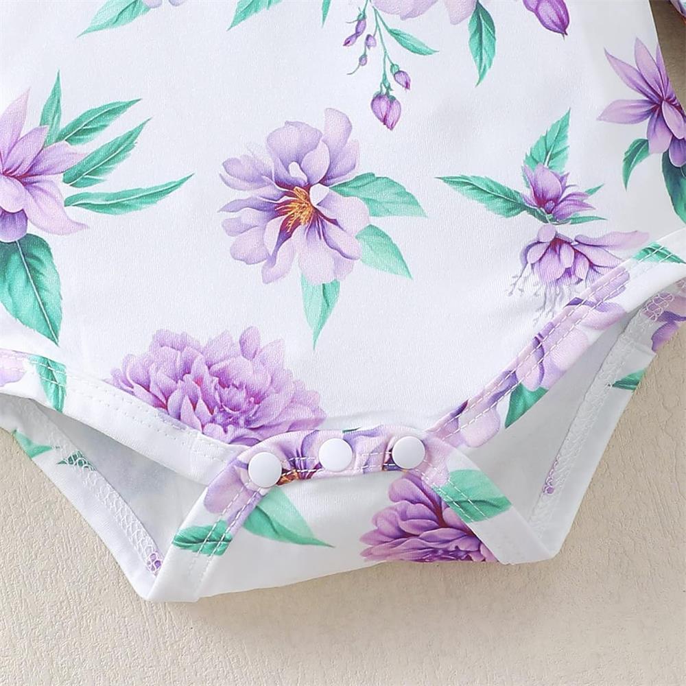 3PCS Stylish Cute Floral Print Long Sleeve Baby Set