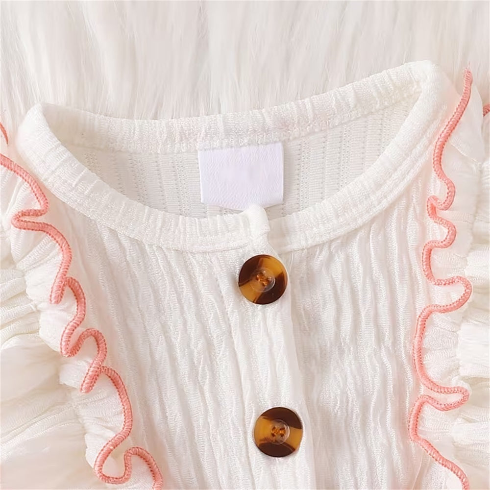 3PCS Color Block Long Sleeve Baby Girl Romper