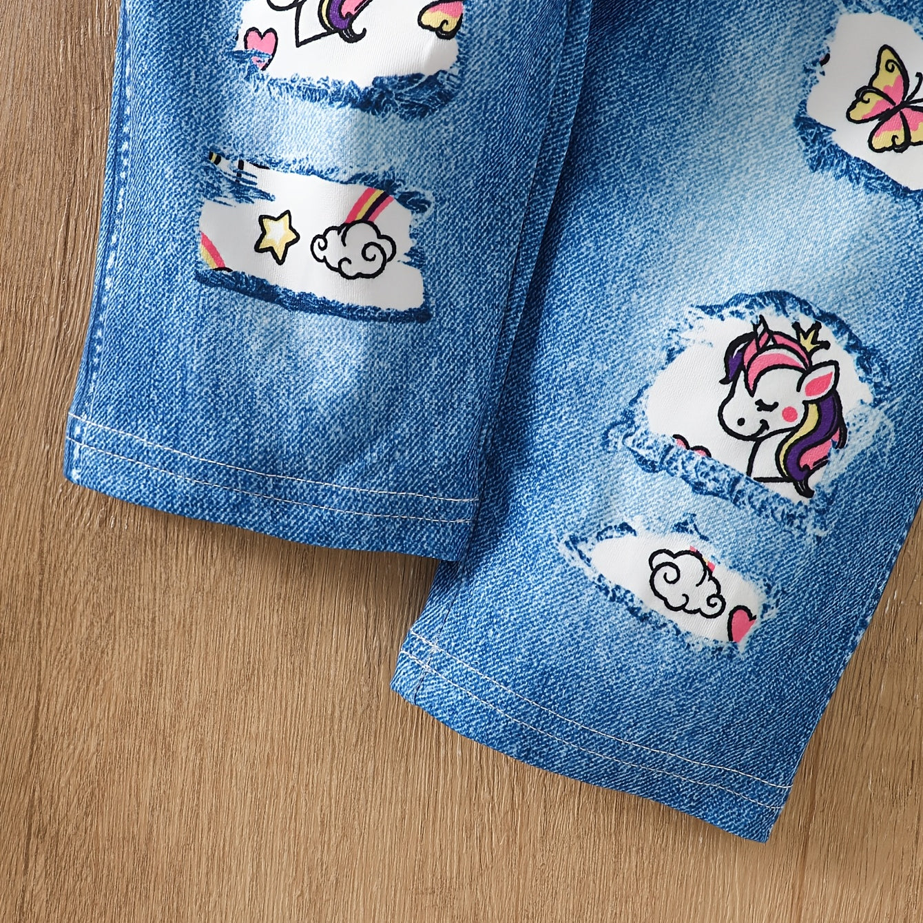 3PCS Unicorn & Rainbow Print Long Sleeve Baby Girl Set