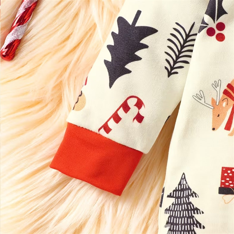 Endearing Christmas Gingerbread Print Long Sleeve Baby Jumpsuit