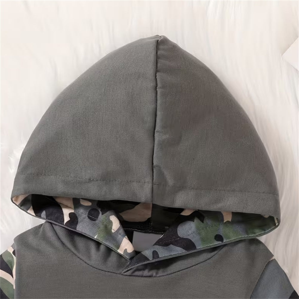 2PCS Daddy's Boy Letter Print Camouflage Long Sleeve Baby Set