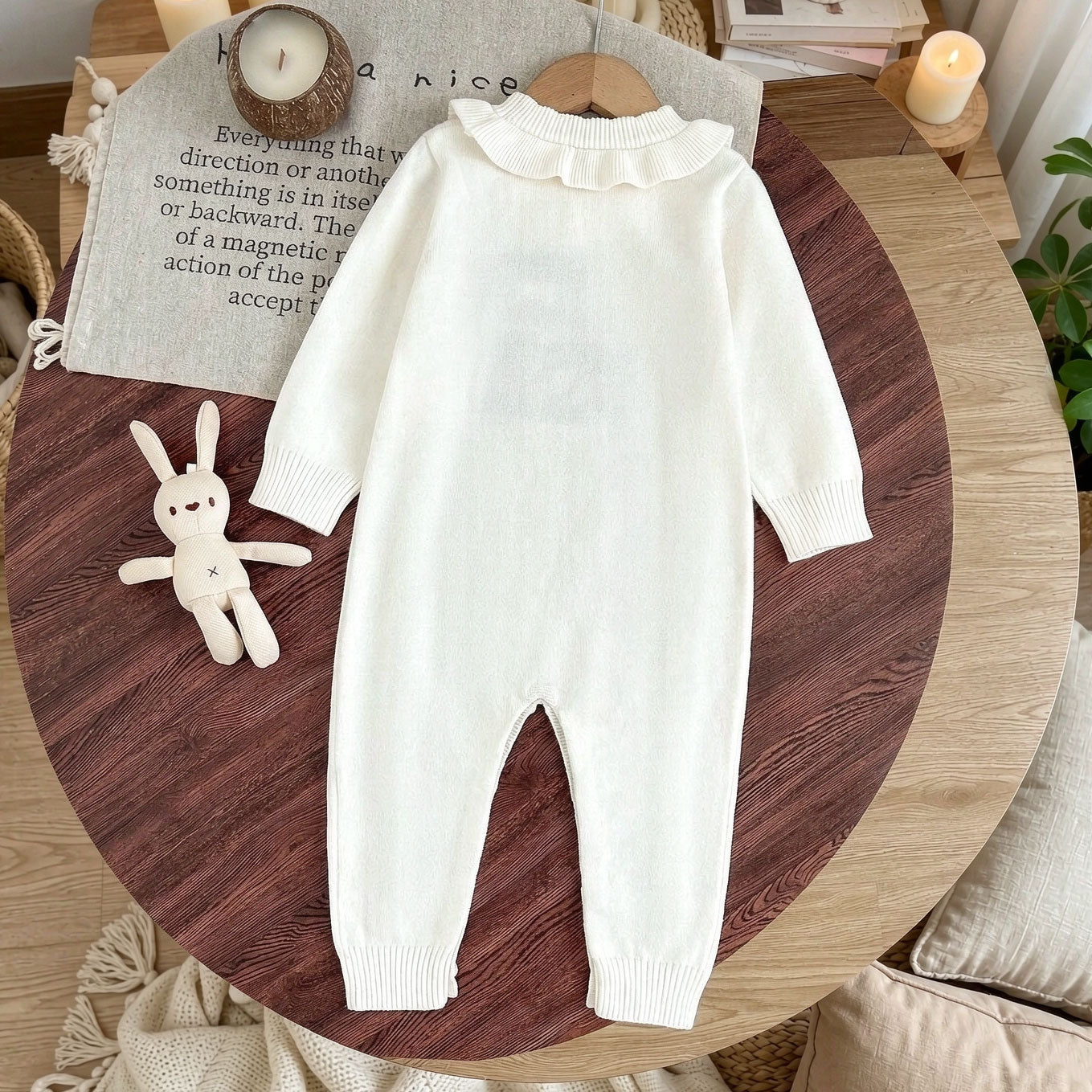 Cozy Elk Printed Long Sleeve Baby Knit Jumpsuit