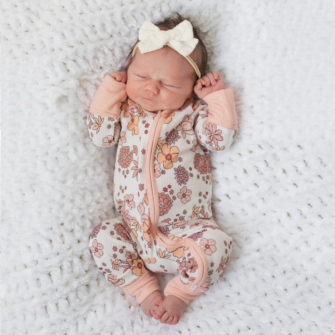 Gorgeous Floral Print Ruffle Zipper Baby Jumpsuit