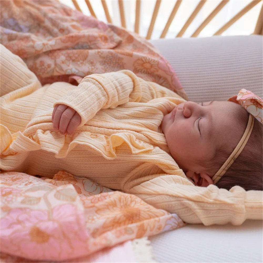 Comfortable Solid Color Frill Zip Long Sleeve Baby Jumpsuit