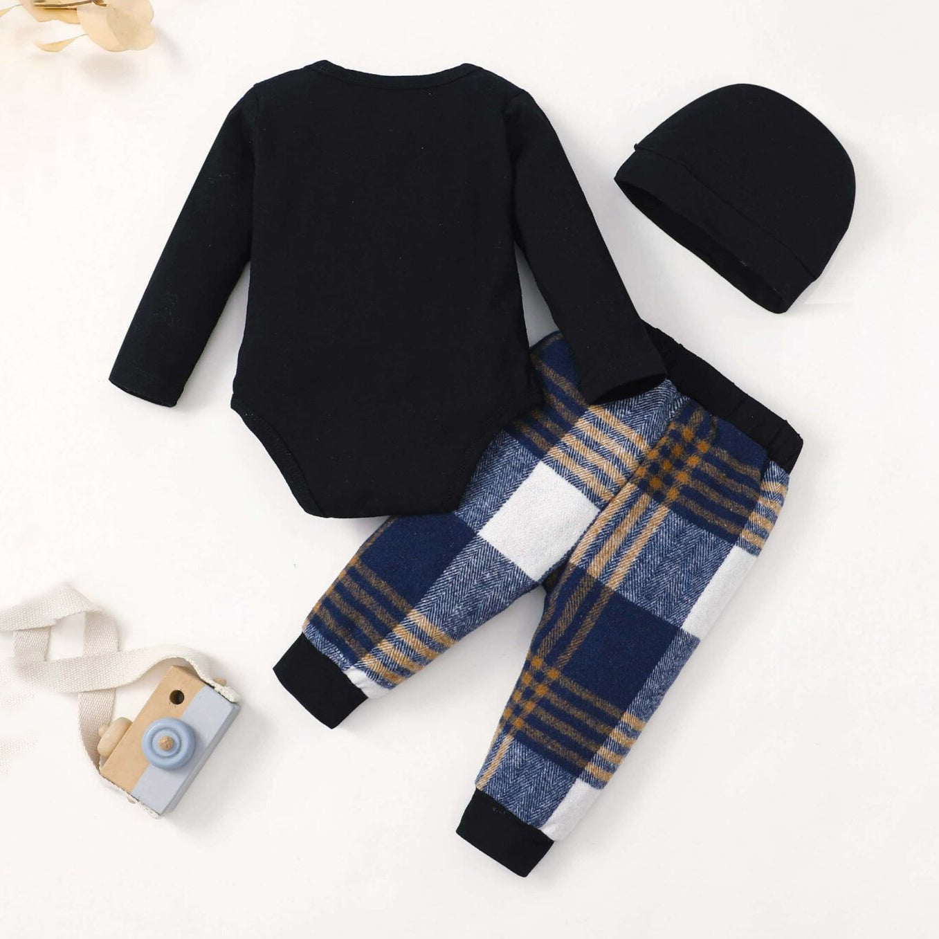 3PCS Chic Ain't No Mama Letter Plaid Print Baby Set