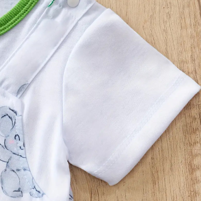 Casual Cute Koala Print Short Sleeve Baby Jumpsuit