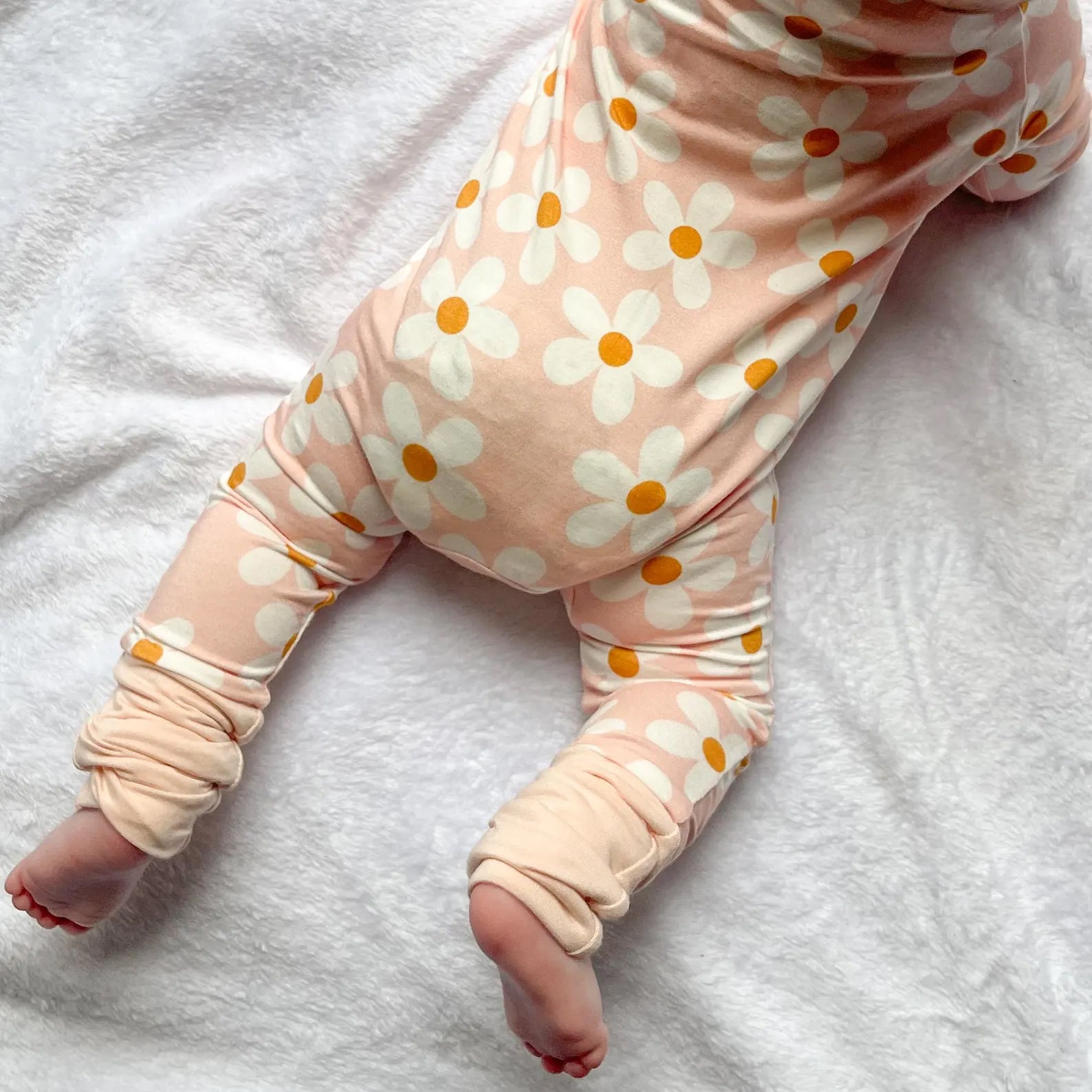 2PCS Pretty Floral Printed Zipper Bamboo Viscose Baby Jumpsuit