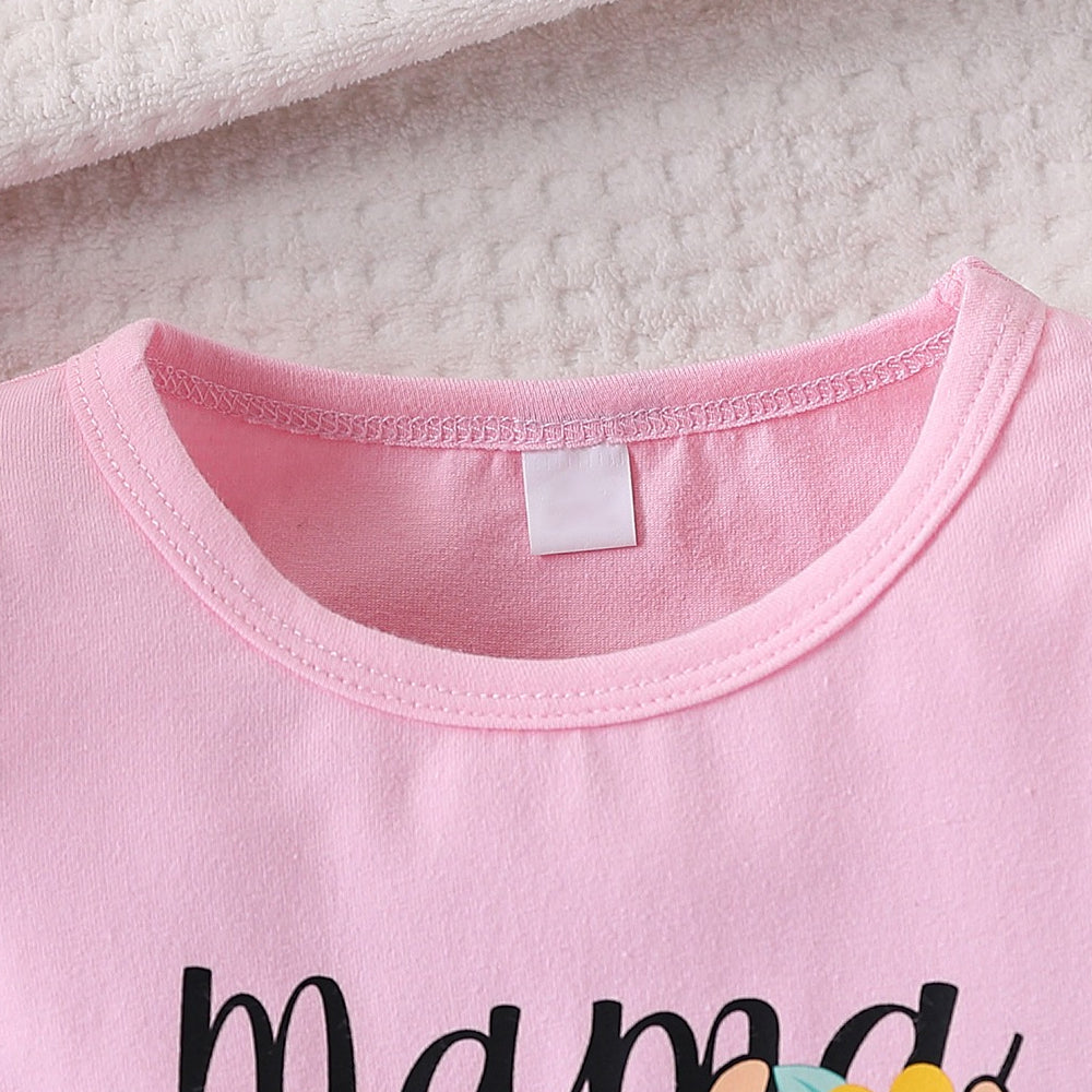 3PCS Mama's Is My Bestie Letter Cow Print Baby Set