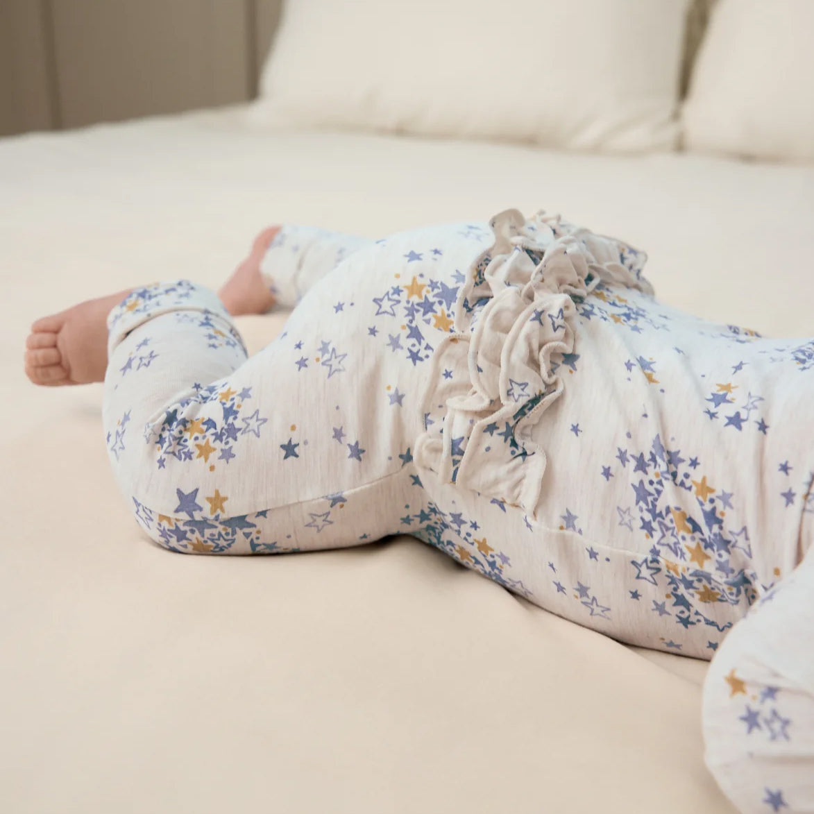 2PCS All-Over Star & Moon Print Long Sleeve Zipper Baby Jumpsuit