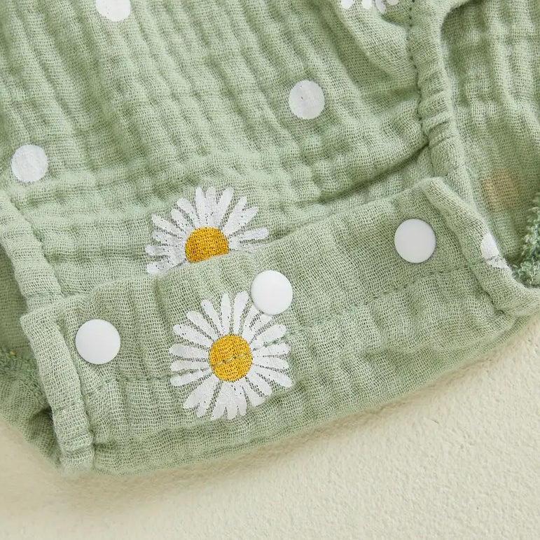 Summer Daisies Printed Short Sleeve Baby Romper