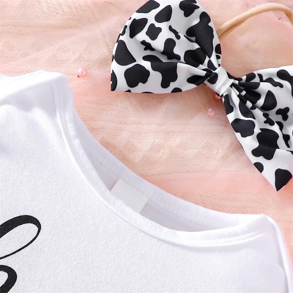 3PCS Halt Way To One Letter Print Long Sleeve Baby Girl Set