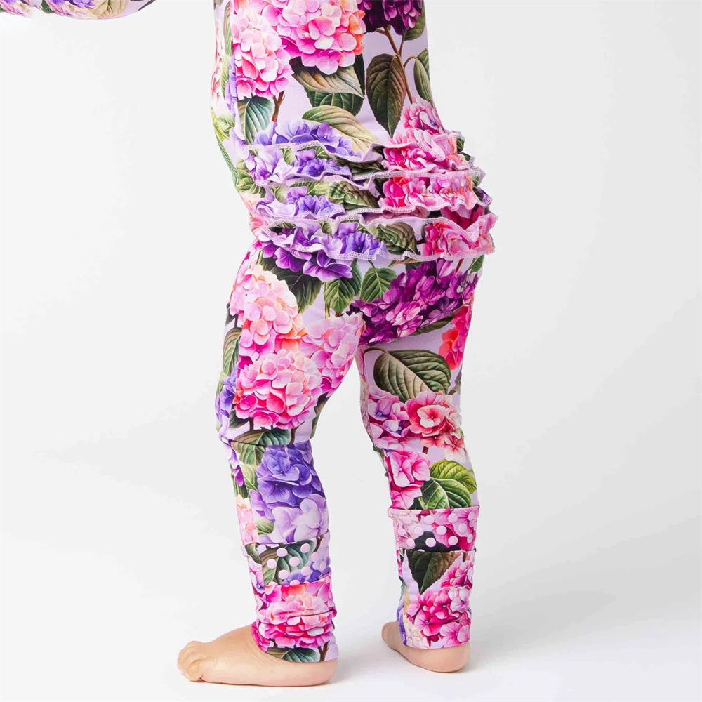 2PCS Exquisite Floral Print Zipper Long Sleeve Baby Jumpsuit