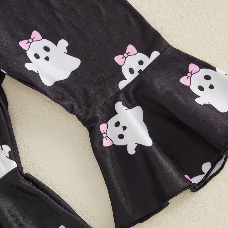 3PCS My First Halloween Letter Ghost Print Long Sleeve Baby Set