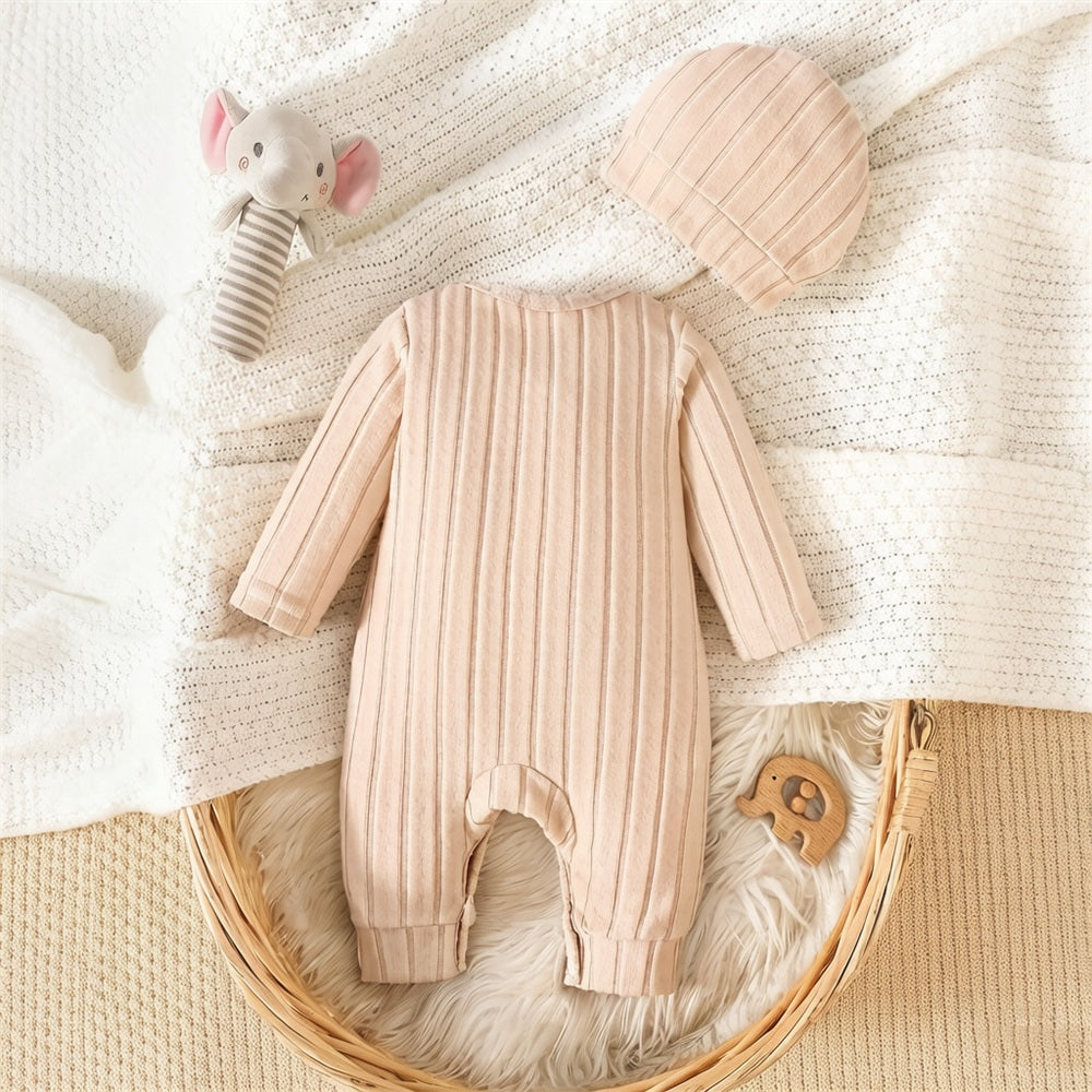 2PCS Lovely Elephant Print Long Sleeve Baby Jumpsuit