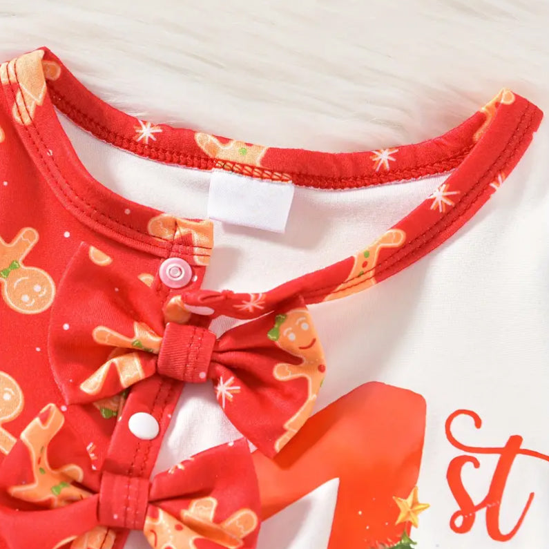 2PCS My 1st Christmas Letter Printed Baby Jumpsuit