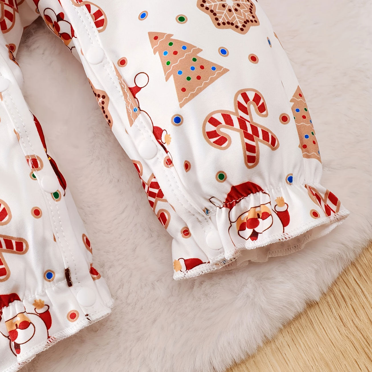 2PCS Cute Santa Claus Christmas Elements Printed Baby Jumpsuit
