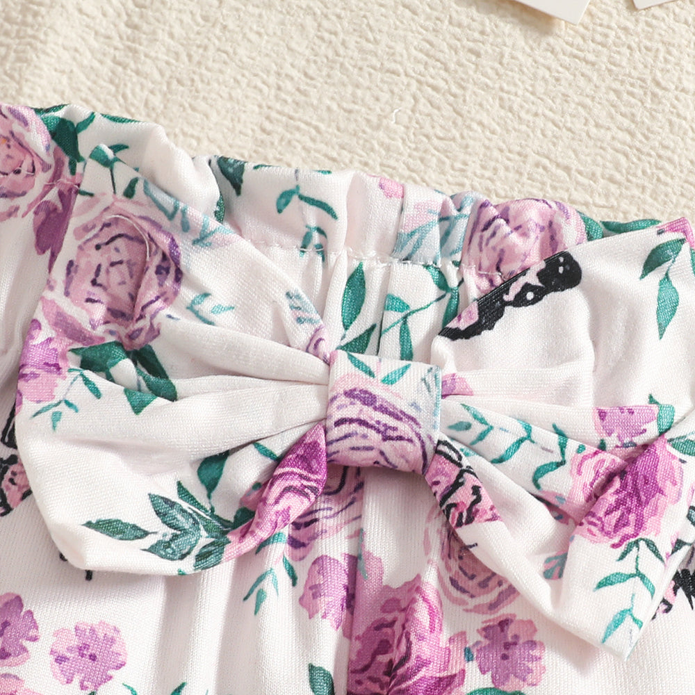 3PCS Charming The Princess Has Arrived Letter Floral Print Baby Set