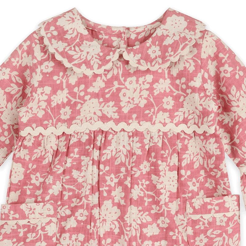 2PCS Charming Floral Printed Ruffle Long Sleeve Baby Girl Jumpsuit
