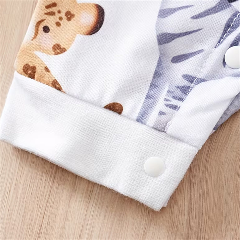 Casual Cute Animal Print Long Sleeve Baby Jumpsuit