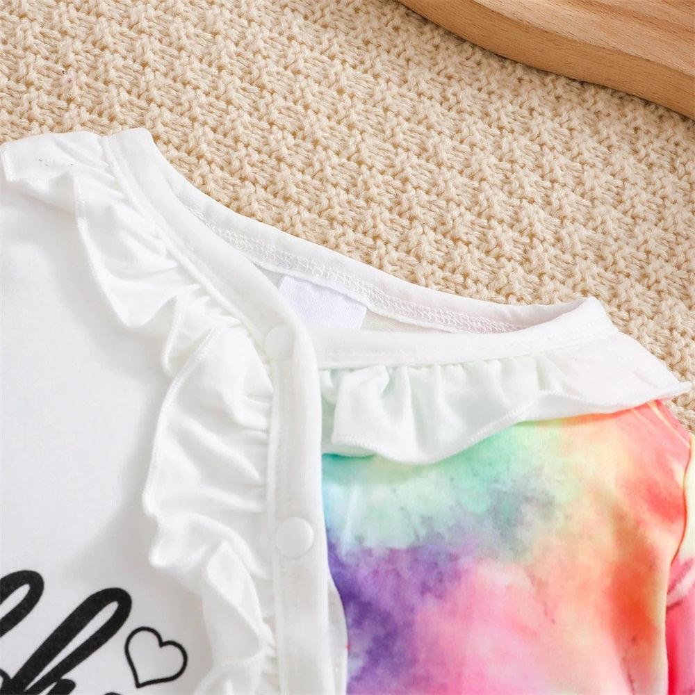 3PCS Daddy's Little Girl Letter Print Long Sleeve Baby Jumpsuit