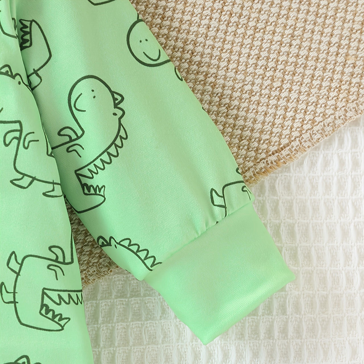 2PCS Cute Dinosaur Print Long Sleeve Baby Boy Jumpsuit