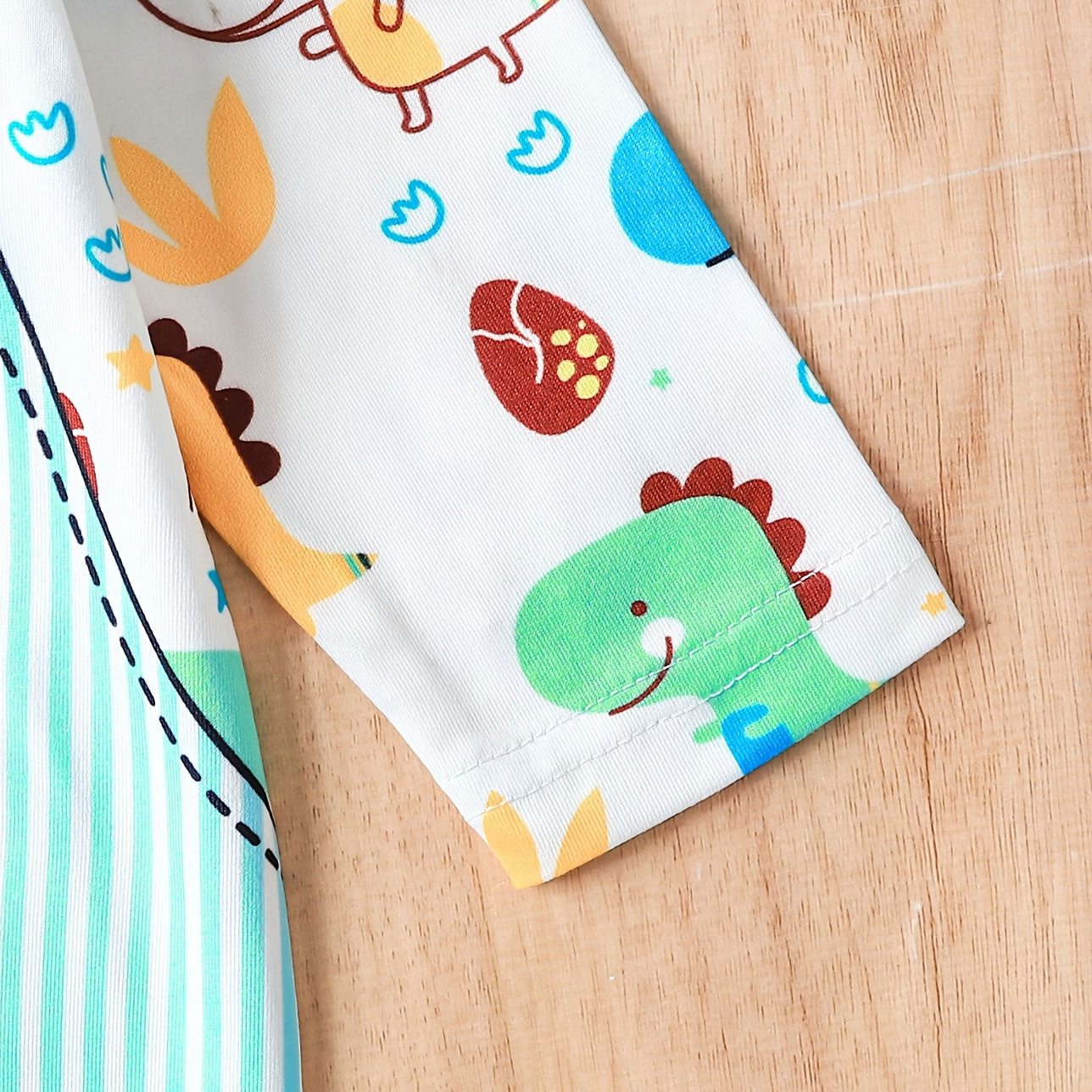 Lovely Dinosaur Stripe Print Long Sleeve Baby Jumpsuit