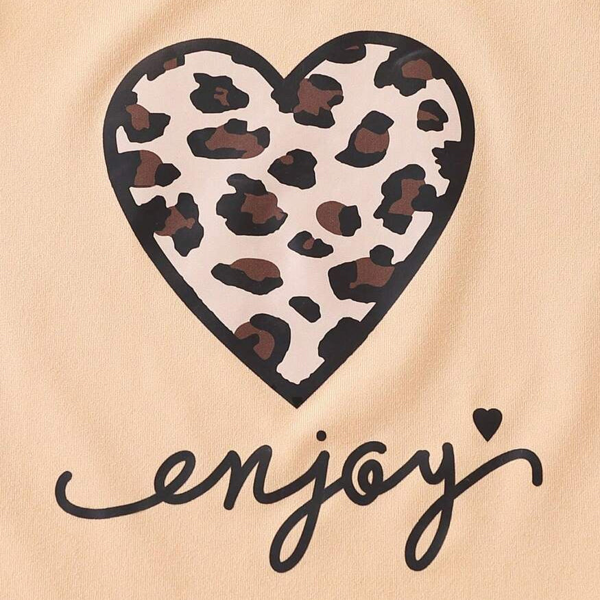 3PCS Refined Leopard Heart Printed Long Sleeve Baby Set