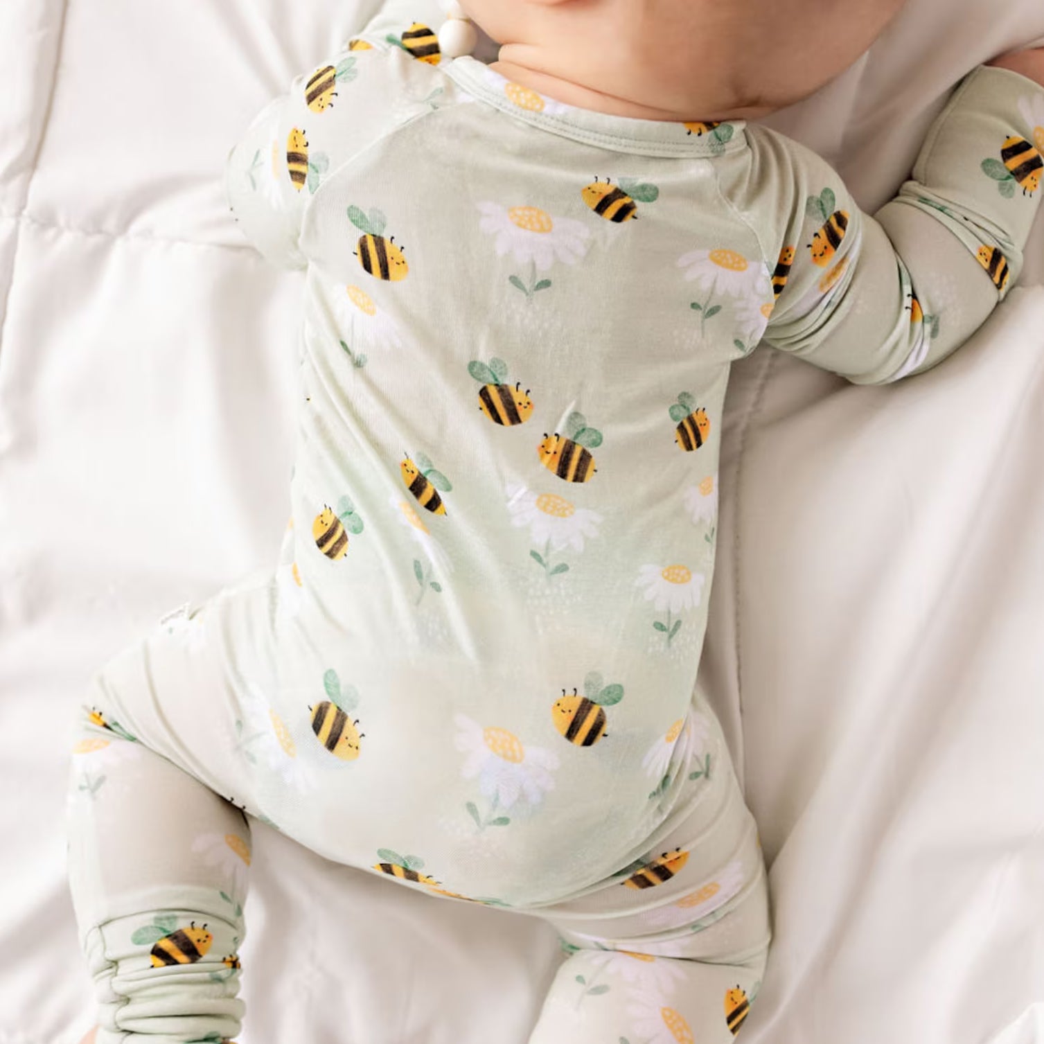 Lovely Bee Floral Printed Zipper Baby Jumpsuit