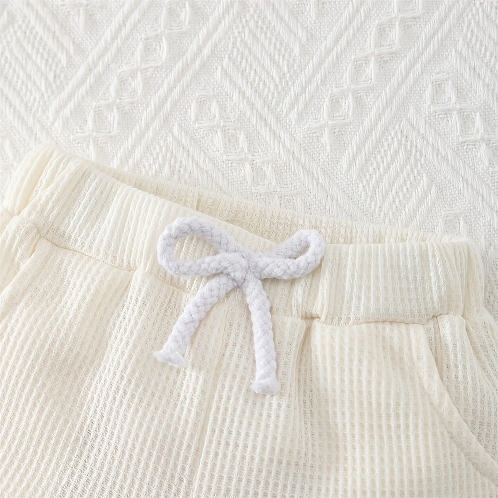 2PCS Daddy's Little Dude Letter Embroidery Short Sleeve Baby Set