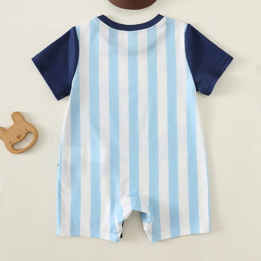 Casual Elephant Stripe Printed Baby Jumpsuit