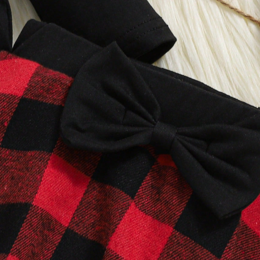 3PCS My 1st Christmas Letter Plaid Elk Print Baby Set