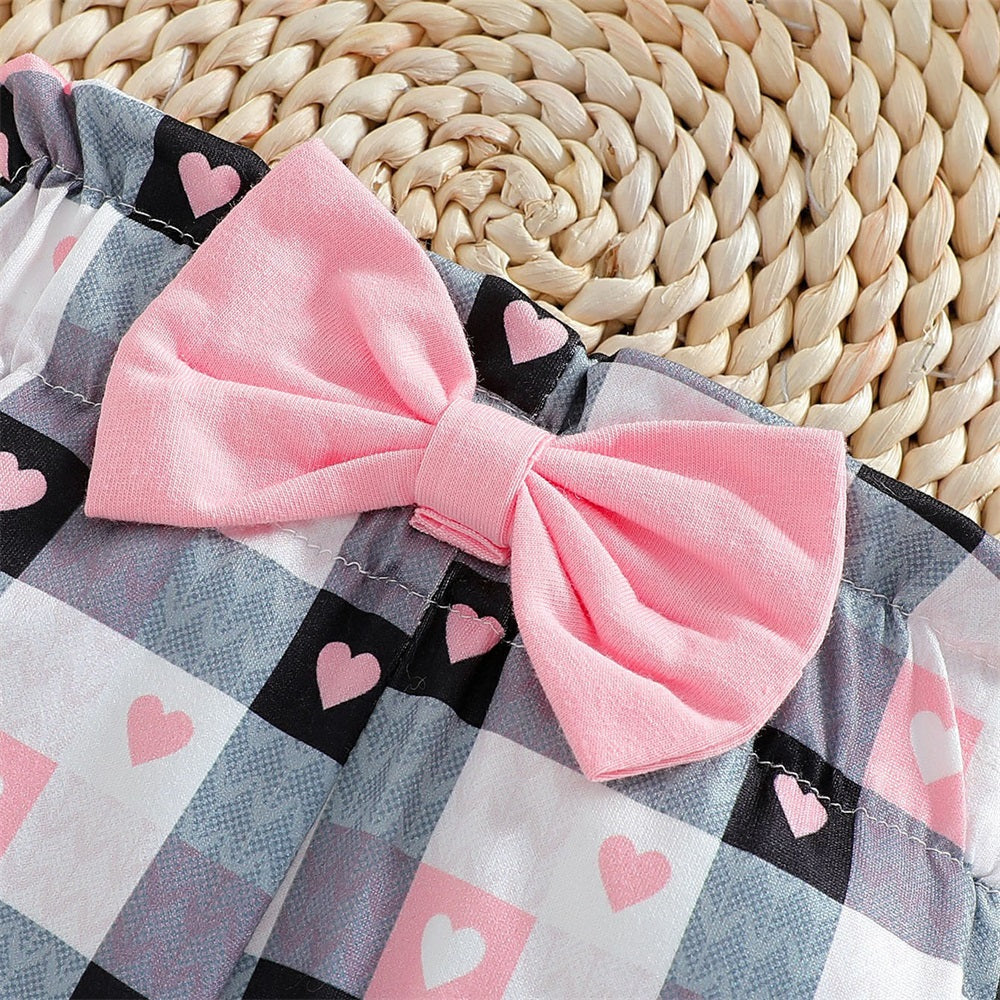 3PCS Daddy's Princess Letter Print Plaid Long Sleeve Baby Set