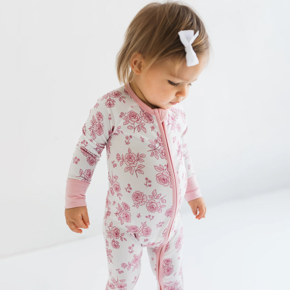 2PCS Fashion Floral Print Long Sleeve Zipper Baby Jumpsuit