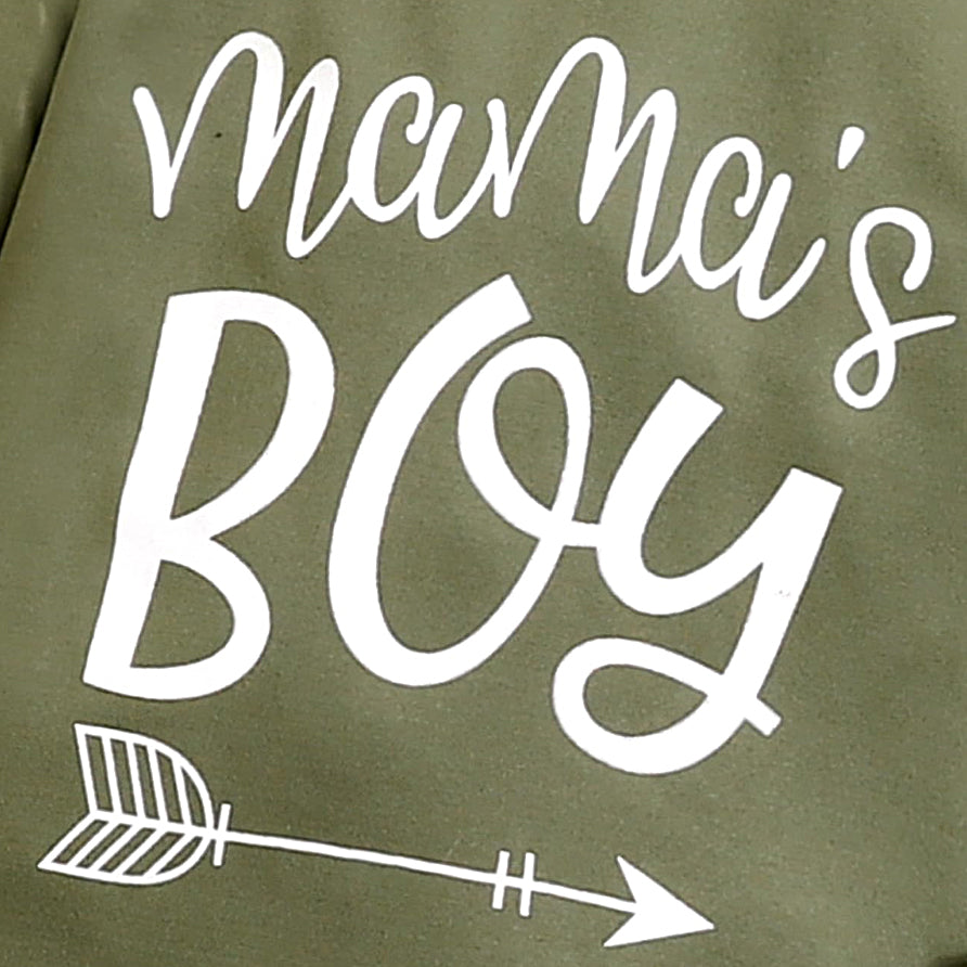 3PCS Mama's Boy Letter Print Striped Long Sleeve Baby Set