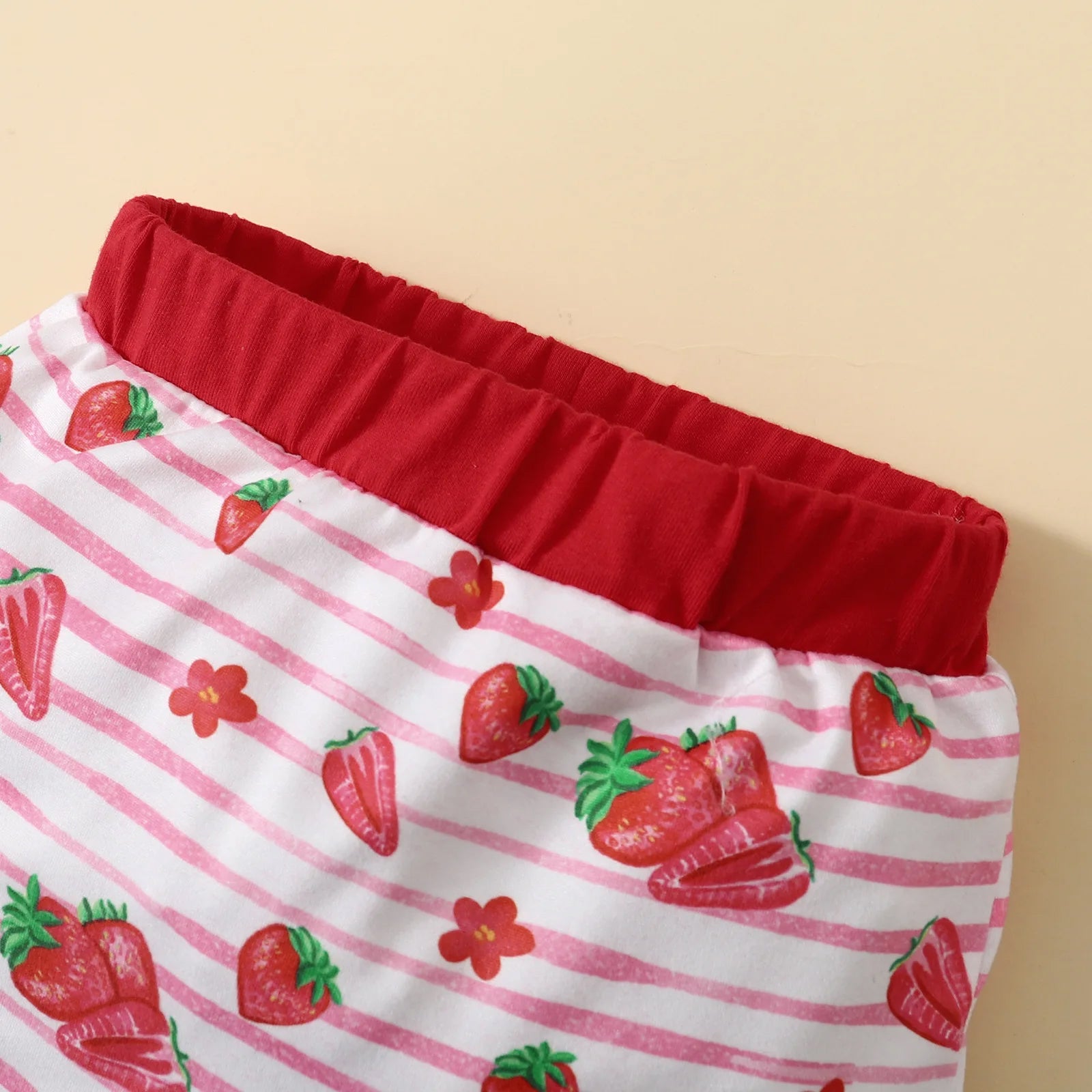 3PCS Mommy's Little Girl Letter Strawberry Stripe Print Baby Set