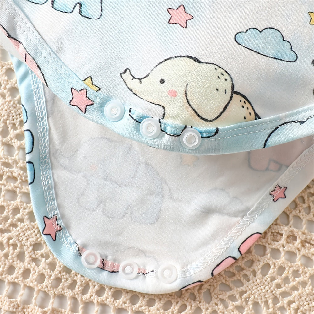2PCS Pretty Elephant Print Long Sleeve Baby Set