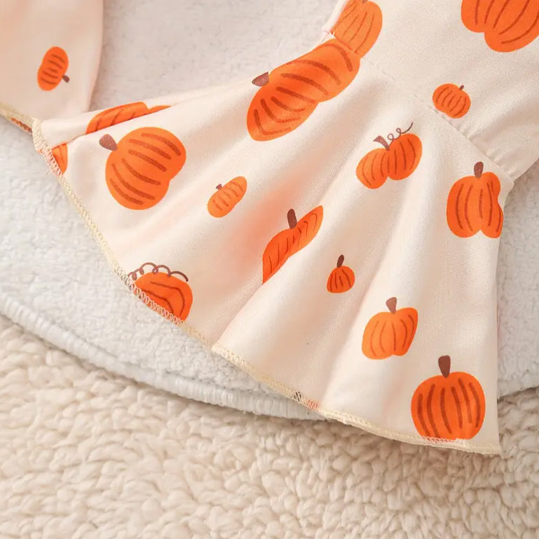 4PCS Adorable Pumpkin Printed Halloween Baby Set