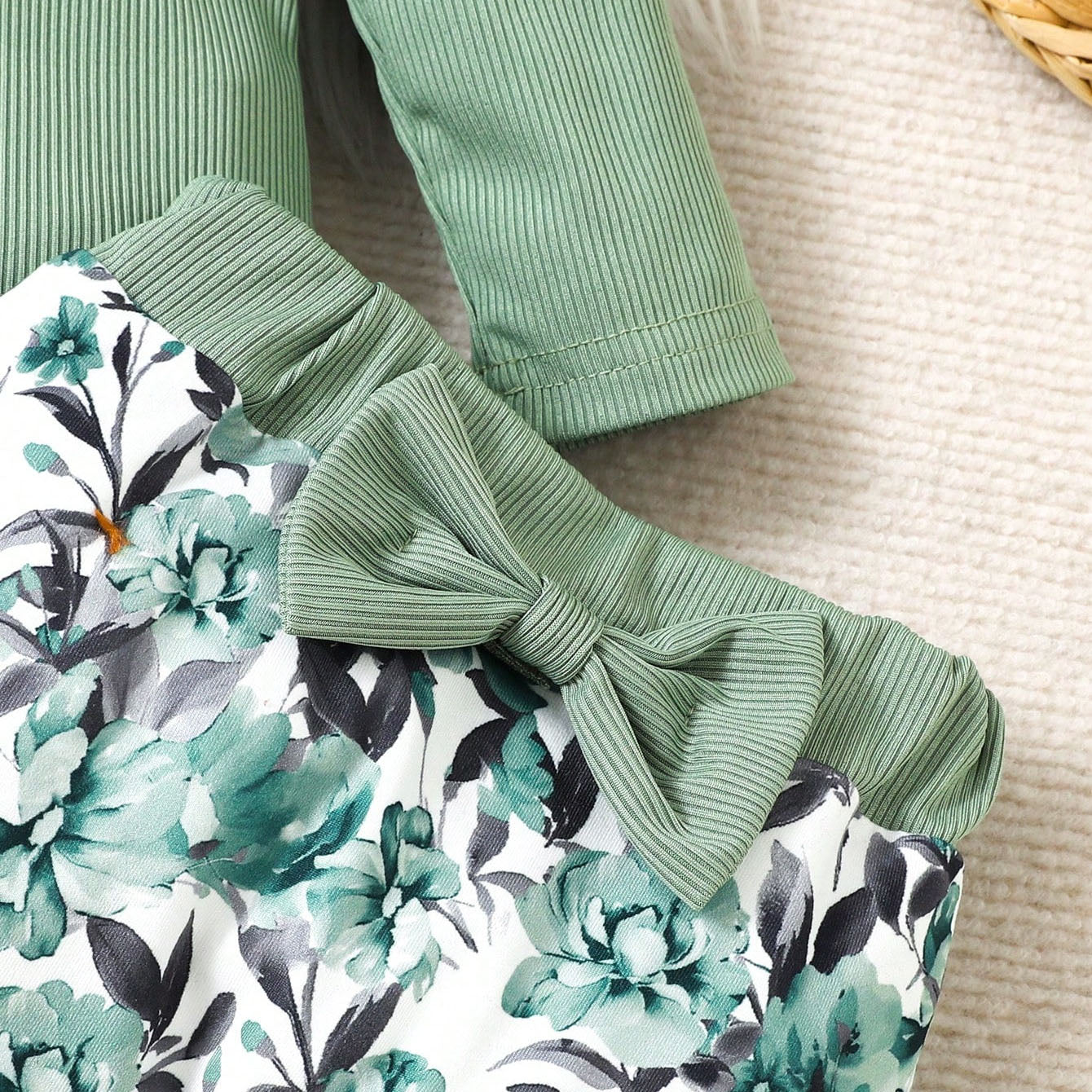 3PCS Pretty Floral Print Long Sleeve Baby Set