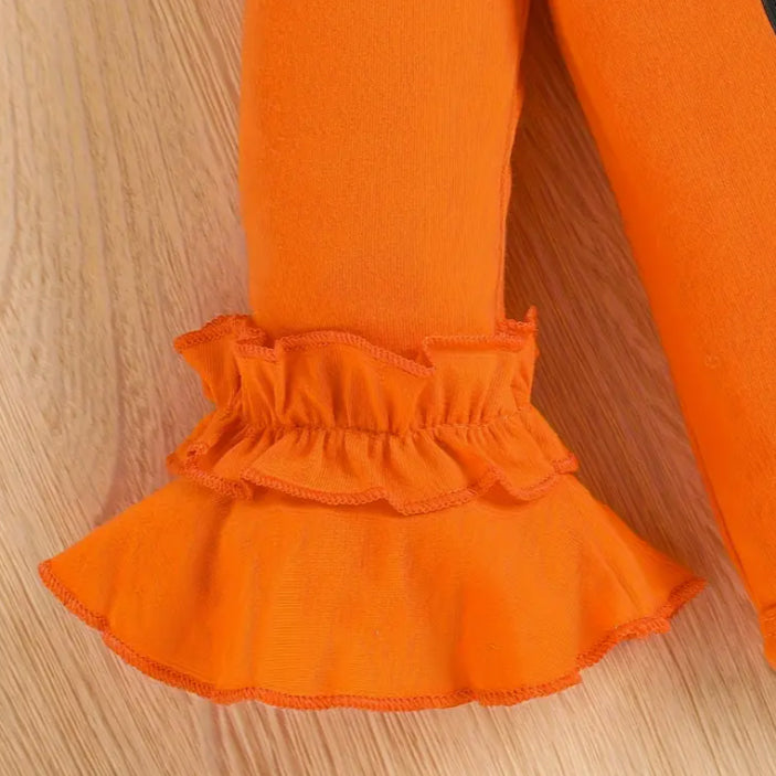 3PCS Boo! Happy Halloween Letter Print Long Sleeve Baby Set