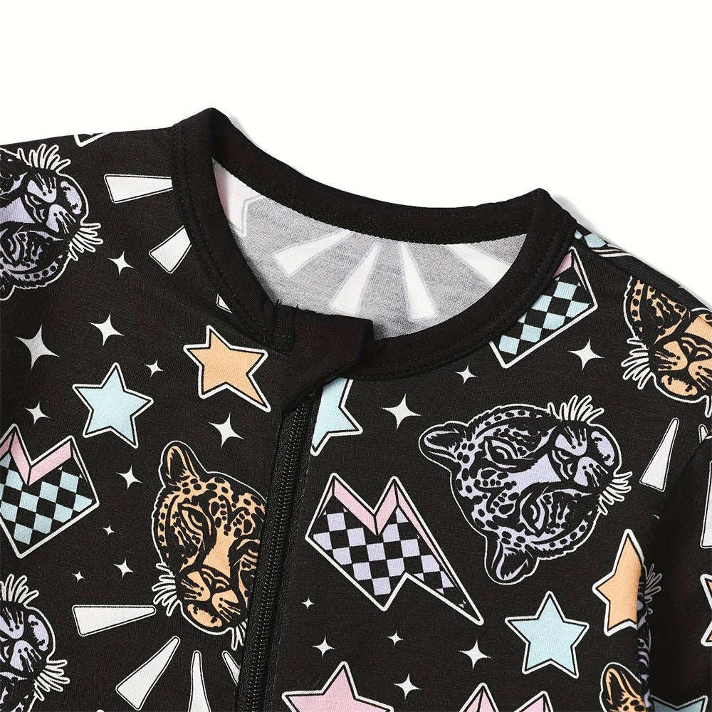 Cool Leopard Star Printed Long sleeve Baby Jumpsuit