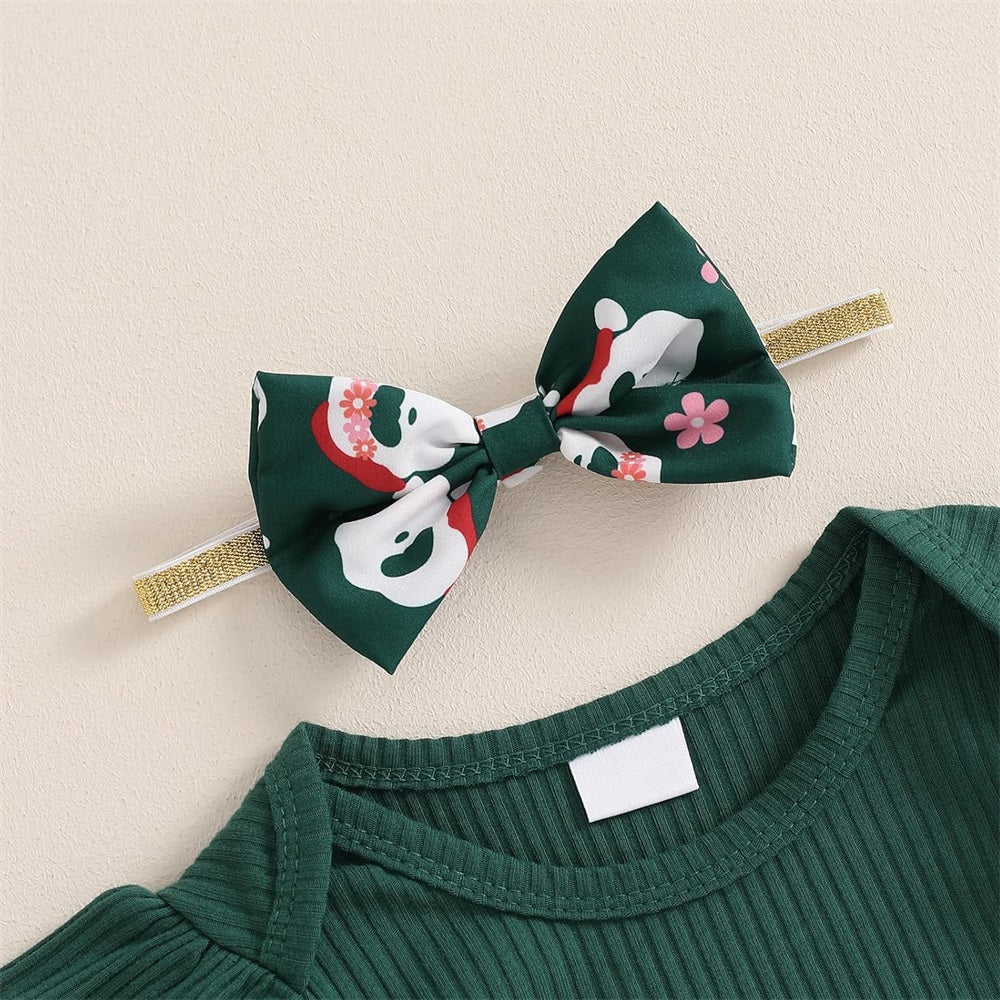 3PCS Santa Baby Letter Santa Claus Print Long Sleeve Baby Set