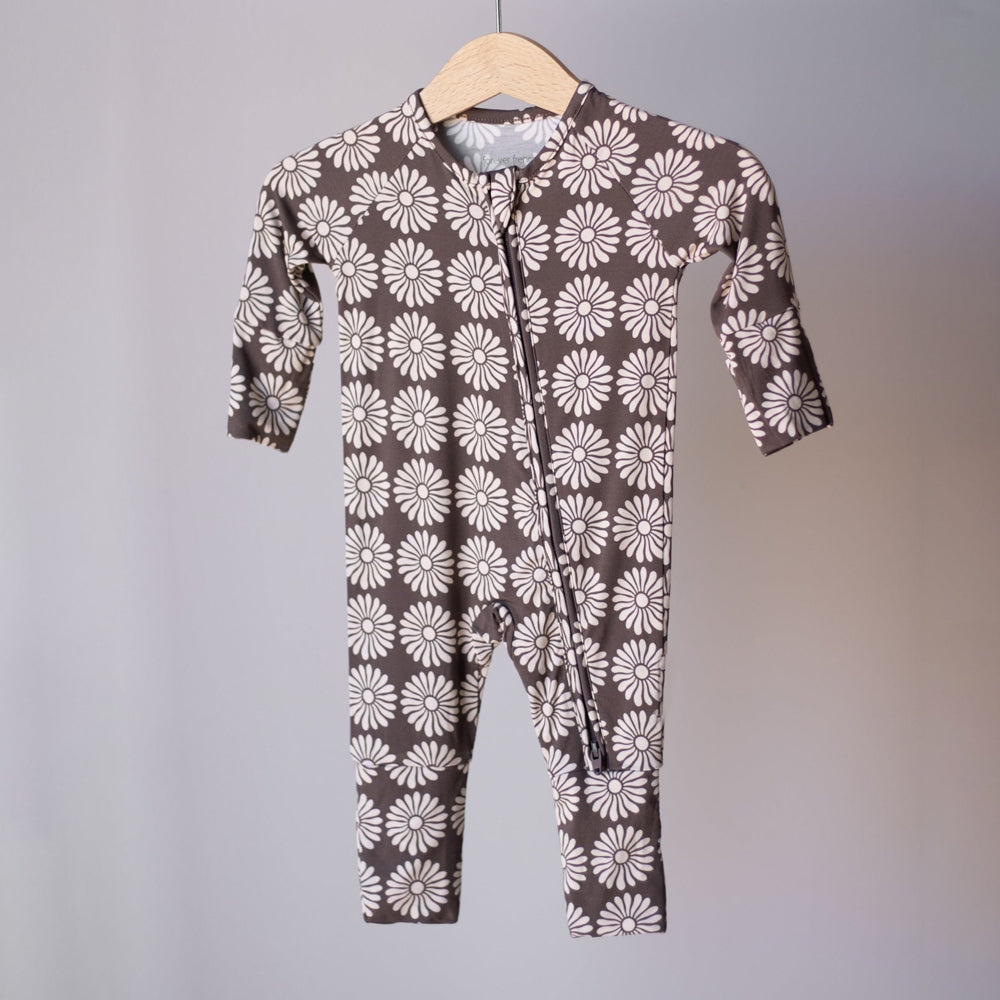 Casual Floral Print Long Sleeve Zipper Baby Jumpsuit