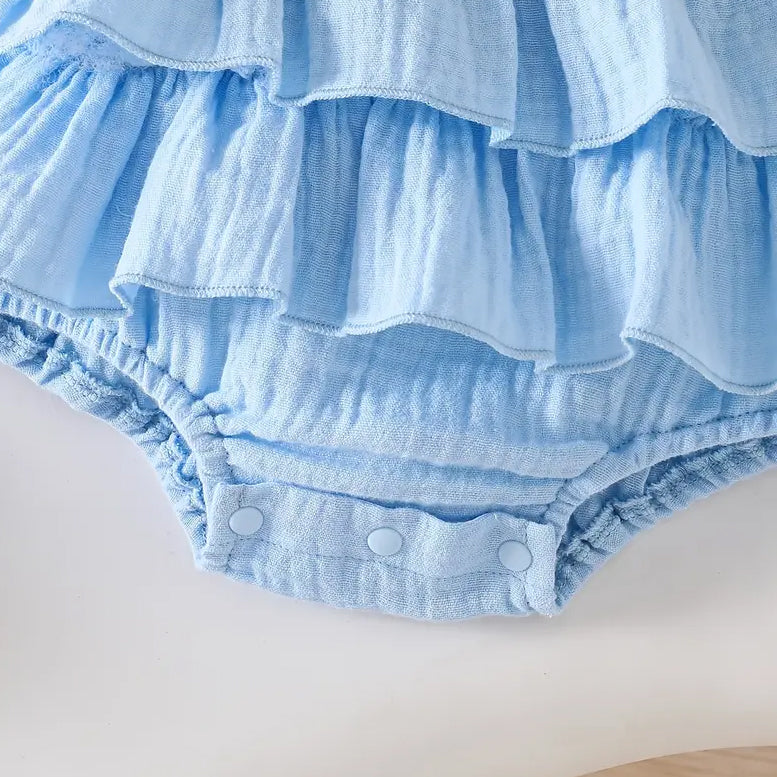 2PCS Sweet Hollow-out Floral Lace Flutter Sleeve Baby Romper