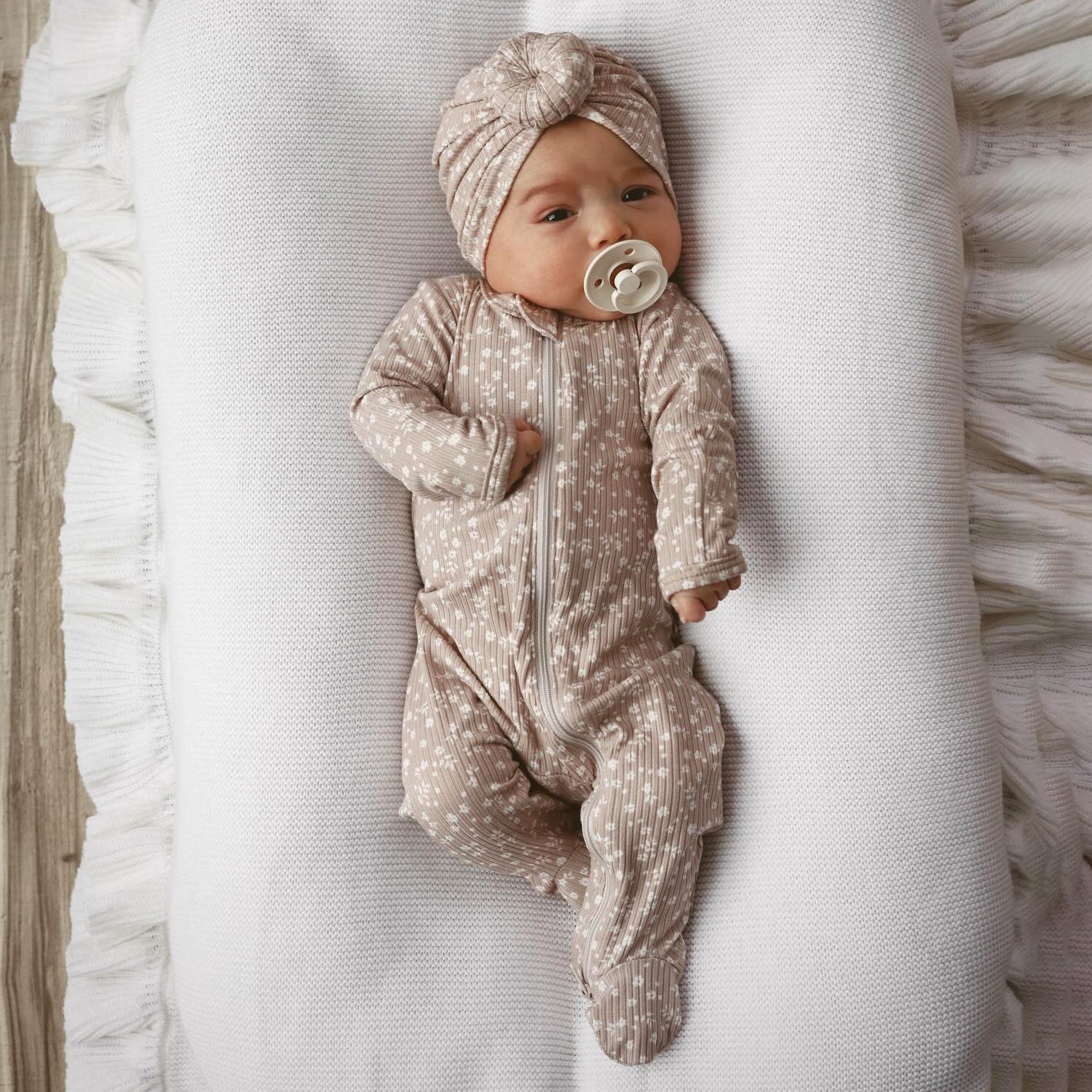 2PCS Cheerful Allover Floral Printed Zipper Baby Jumpsuit