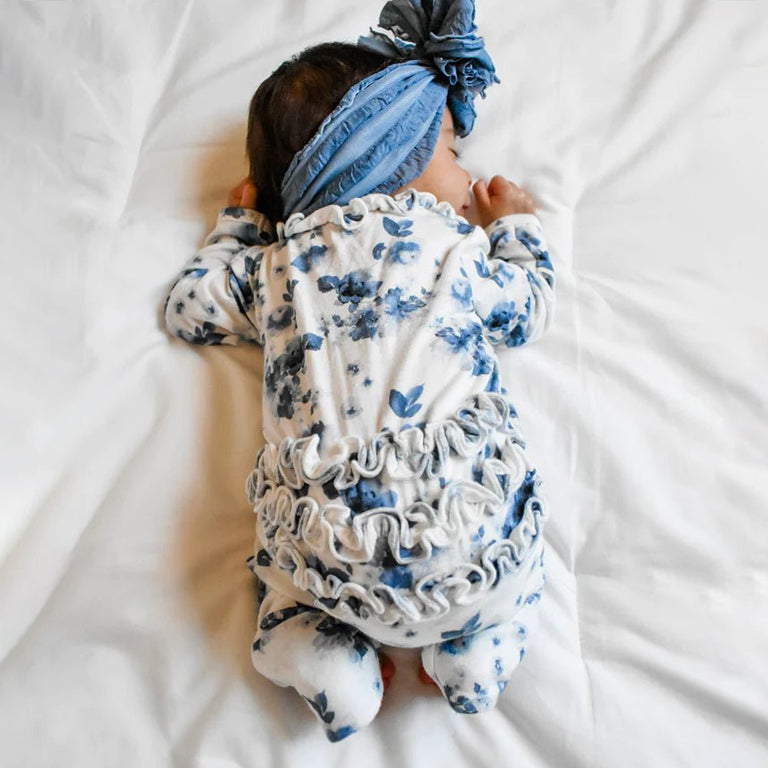 Elegant Floral Printed Long Sleeve Baby Jumpsuit