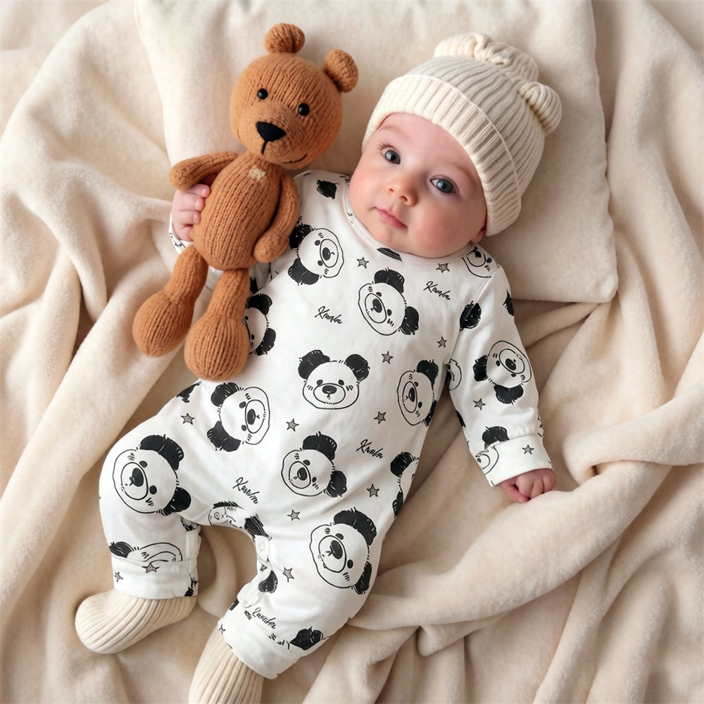Lovely Koala Print Long Sleeve Baby Jumpsuit
